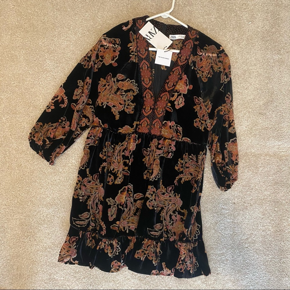 Zara velvet trim dress ✨ - Picture 8 of 14